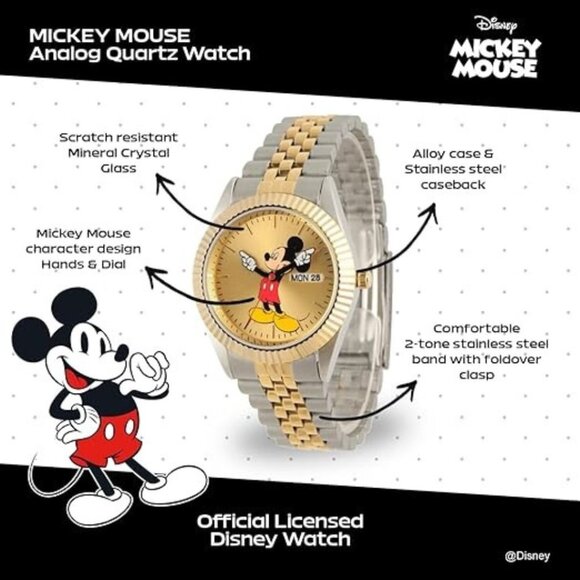 NWT - Disney Adult Classic Metal Bracelet Analog Quartz Watch - Picture 4 of 16